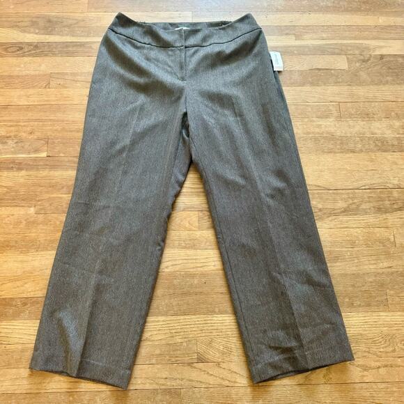 Jones Studio Pants - NWT Jones Studio herring bone brown wide leg dress pants size 16
 b33